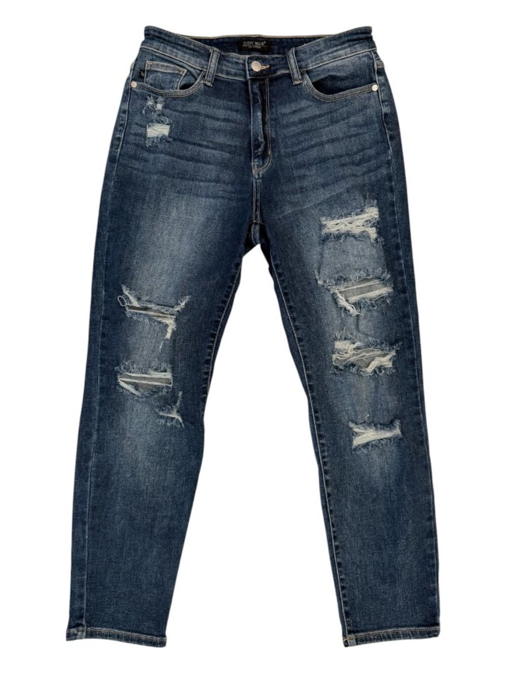 Judy Blue Women's Boyfriend Fit Distressed Jeans Size 7/28 Medium Wash Denim